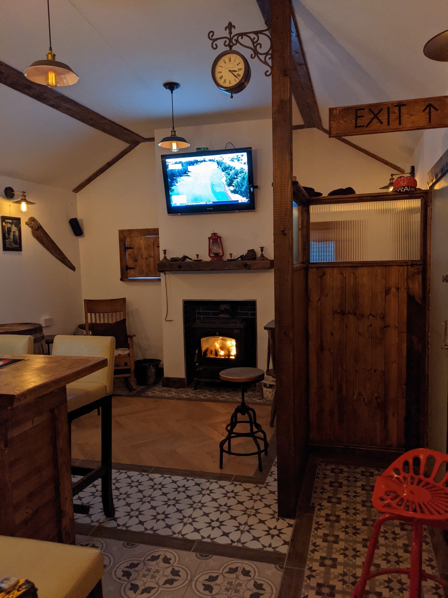 Inside bar with TV